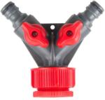 PROLINE Proline, Elosztó csatlakozó 2 szeleppel, 1 - 3/4 ", piros / szürke (RPFX-99243)