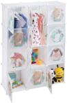 Relaxdays Dulap modular tip cub pentru copii cu șine de haine, Alb cu figurine animate (10070422) Raft