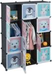 Relaxdays Raft modular pentru copii cu 8 compartimente cuburi, negru cu personaje animate (10070626) Raft