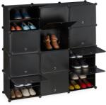 Relaxdays Dulap modular tip cub pentru pantofi cu 24 de compartimente, negru (10069120) Raft