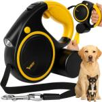 Purlov Lesa automată pentru câini Purlov cu lampă LED integrată și suport pentru excremente, 5m, Negru/Galben (00025965)