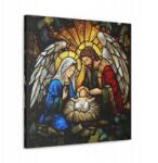  Vallásos kép Szent Család az istállóban Ólomüveg stílus 50x50 (SAC2033)