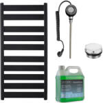 Cerano - Marco fürdőszobai elektromos radiátor szett - WIFI - 600W - matt fekete - 1125x550 mm