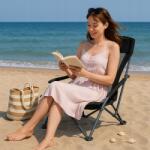  Strand túraszék horgász kempingezéshez hal összecsukható fekete (KRZESŁO TURYSTYCZNE KEMPINGOWE SKŁADANE KT8)