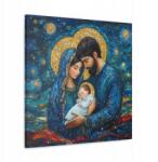  Vallásos kép Szent Család Jézus Mária József stílus ólomüveg 60x60 (SAC636)