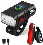 Interlook Akkumulátoros Led Kerékpár Lámpa Szett Első És Hátsó Alumínium 1000lm (BL03+BL056-BLACK)