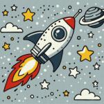 Ideyka Színezés számok alapján Űrhajós rakéta gyerekeknek (KHO1229)