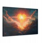 Vallásos vászonkép Kereszt Szív Fény olaj stílus 100x70 (SAC563)
