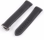  Curea silicon neagra cusătura albă capăt curbat 20mm pentru Omega Seamaster