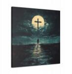  Vallásos kép út a Kereszthez teljes Hold, mint olajfestmény 50x50 (SAC1238)