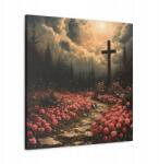  Vallásos kép Út A Kereszthez Rózsákkal Díszítve, olajfestmény 60x60 (SAC450)