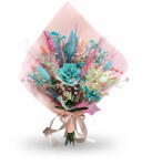 Eventissimi® Buchet din flori naturale uscate si stabilizate, alb - bleu (BF-272)