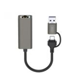 XO Placa Retea XO Design HUB018, RJ45, USB-C / USB, Gri