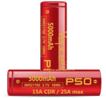 Vapcell P50 5000mah 25/15A tölthető 21700 li-ion akkumulátor