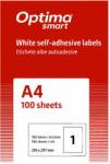 Optima Etichete albe autoadezive 1/A4 Optima smart, 210 x 297 mm, 100coli/top (OP-401210297S)