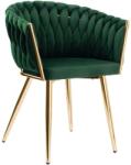  COFTON Zöld Bársony Fonott Szék Arany Elemekkel