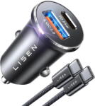 Lisen Fast Charge cu cablu Type-C Lisen, PD65W, argintiu (KF2349564) - pcone