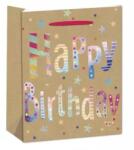 QX Happy Birthday" hologramos ajándékzacskó - 26 x 32 cm