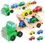 Kruzzel Camion de lemn - tractor cu remorcă și set de mașinuțe (00022698)