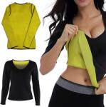 Verk Group Tricou de fitness neopren pentru femei cu mâneci lungi, efect de slăbire, negru, mărimea M (15887_M)