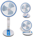 VERK GROUP Ventilator portabil de birou, încărcabil prin USB, cu lampă LED și suport pliabil, albastru (15765_N) Ventilator