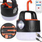 Verk Group Lampă de camping LED cu încărcare solară și USB, cu acumulator și telecomandă (12320)