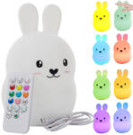 VERK GROUP Lampă de noapte LED din silicon pentru copii, în formă de iepure, RGB cu telecomandă (12262)