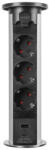 Delight Prelungitor Motorizat Incorporabil - 3 x 250 V - Argintiu + 2 x USB (20451S)
