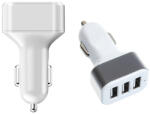VERK GROUP Incarcător auto cu 3 porturi USB, alb-argintiu (10047)