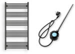  Törölközőszárító radiátor elektromos fűtőpatronnal 75 x 150 cm - Nero Italia S-600W (fekete)