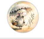  Fa tábla nyomtatott, Hello bárányos, kerek 11, 8cm