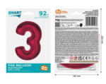 GoDan Balon folie sub forma de cifra, rosu, 92 cm GD1941-3 Baloane folie Tip Cifra 3 (GD1941-3)