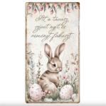  Fa tábla nyomtatott, Húsvéti rózsaszín téma, kerek 13x24, 3cm