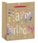 QX Happy Birthday hologramos ajándékzacskó - 26 x 32 cm (351018)