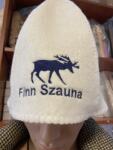 Sauna Cool Fehér hímzett filc szaunasapka rénszarvas hímzéssel