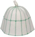 Sauna Special Kockás szaunasapka gyapjú, világos szürke, zöld varrással