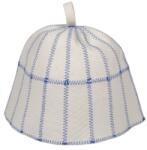 Sauna Special Kockás szaunasapka gyapjú, világos szürke, kék varrással