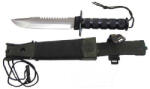 Fox Outdoor Products Cuțit cu lamă fixă Survival Jungle II Fox Outdoor® (Culoare: Negru, Variantă: Lamă argintie - Satin)