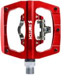 SWITCH Gravel/VTT pedál, lapos, automata vagy standard, alumínium CNC, piros, 90 x 90 mm (Shimano SPD kompatibilis) (pár) SWITCH Bicikli alkatrészek Kerékpár alkatrészek Kerékpár pedálok