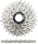 SUNRACE RS1 10 sebességes kazetta és lánc szett 11-28 országúti Shimano kompatibilis (105 szint), metál ezüst, dobozban (11-12-13-14-15-17-19-21-24-28) SUNRACE Bicikli alkatrészek Kerékpár alkatrészek Kerékpá