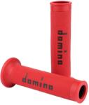 Domino A010 motorkerékpár markolatpár, piros-fekete, nyitott végű, 120-125 mm, ON ROAD Domino Bicikli alkatrészek Kerékpár alkatrészek Kerékpár kormányszalagok és markolatok