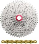 SUNRACE MZ800 12 sebességes MTB kazetta és lánc szett, kompatibilis Shimano, fémes ezüst (dobozban), áttételek: 11-13-15-17-19-21-24-28-33-39-45-51 SUNRACE Bicikli alkatrészek Kerékpár alkatrészek Kerékpár ka