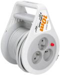 Solight 10 m-es hosszabbító kábeldob, 3 aljzat, szürke kábel, 3x 1, 0 mm2 (PB25B)
