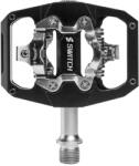 SWITCH Gravel/VTT pedál, lapos, Flip Clip, CNC alumínium, fekete, 85 x 70 mm (Shimano SPD kompatibilis, pár) SWITCH Bicikli alkatrészek Kerékpár alkatrészek Kerékpár pedálok
