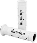 Domino A250 Eredeti markolat fehér-fekete, nyitott végű (pár) 120-125 mm, országúti Domino Bicikli alkatrészek Kerékpár alkatrészek Kerékpár kormányszalagok és markolatok