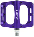 SWITCH Freeride MTB/Downhill/BMX pedál, alumínium, lila, 100x90 mm, 9/16 menettel, csúszásgátló tüskékkel (pár) SWITCH Bicikli alkatrészek Kerékpár alkatrészek Kerékpár pedálok