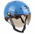 REVOE PREMIUM URBAIN-CITY felnőtt kerékpáros sisak, petrolkék, 57-58 cm, állítható napellenzővel, levehető fülvédővel, dobozban, e-bike és roller kompatibilis, EN1078+A1 minősítéssel REVOE Bicikli alkatrész