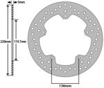 NEWFREN féktárcsa BMW 1000 S R 2013-2018, S RR 2009-2018, S RR HP4 2013-2014 hátsó (külső átmérő: 220 mm, belső átmérő: 119, 7 mm, 5 furat) NEWFREN Futómű és fék alkatrészek Féktárcsák