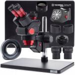 TECHREBAL Sztereoszkópikus Mikroszkóp OptiZoom 6, 5-58x Barlow 0, 5x Elnyelő Világítás (ZESTAW-2802-488E4)