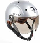 REVOE PREMIUM URBAIN-CITY felnőtt kerékpáros sisak - szürke/ezüst, méret: 55-56, állítható napellenző, levehető fülvédő, dobozban, e-bike és roller kompatibilis, EN1078+A1 minősítés REVOE Bicikli alkatrésze